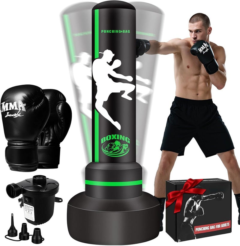 JUOIFIP Heavy Punching Bag with Stand Adults Teens,70" Freestanding Boxing Bags Kicking Bag Heavy Bag with Boxing Gloves and Electric Air Pump, Kickboxing Training Equipment Bags Thai Fitness Karate - Image 1